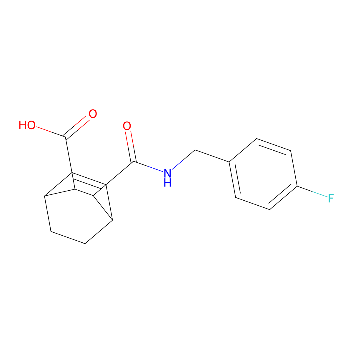 3-((4-Fluorobenzyl)carbamoyl)bicyclo[2.2.2]oct-5-ene-2-carboxylic acid molecular structure, CAS 1052554-96-7