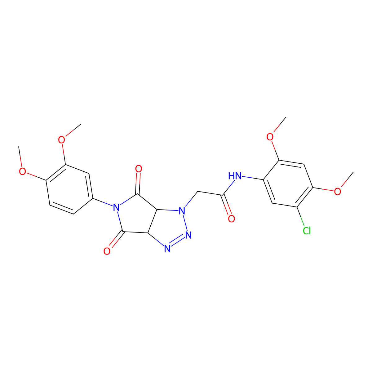 N-(5-chloro-2,4-dimethoxyphenyl)-2-[5-(3,4-dimethoxyphenyl)-4,6-dioxo-4,5,6,6a-tetrahydropyrrolo[3,4-d][1,2,3]triazol-1(3aH)-yl]acetamide molecular structure, CAS 1052555-91-5