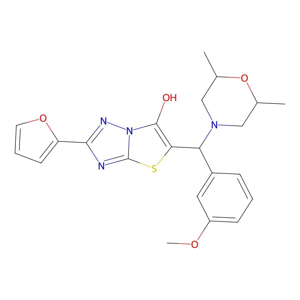 5-((2,6-Dimethylmorpholino)(3-methoxyphenyl)methyl)-2-(furan-2-yl)thiazolo[3,2-b][1,2,4]triazol-6-ol molecular structure, CAS 1052557-35-3