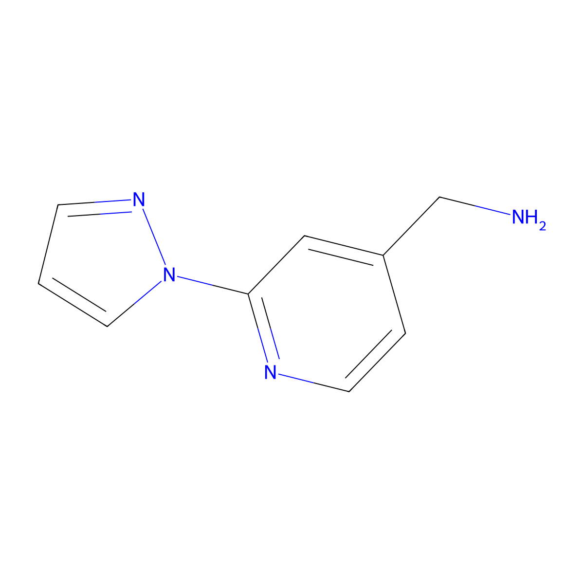(2-(1H-pyrazol-1-yl)pyridin-4-yl)methanamine molecular structure, CAS 1052557-59-1