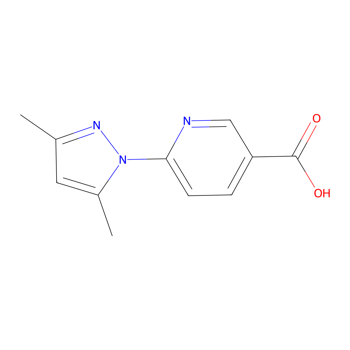 6-(3,5-dimethyl-1H-pyrazol-1-yl)pyridine-3-carboxylic acid molecular structure, CAS 1052558-30-1