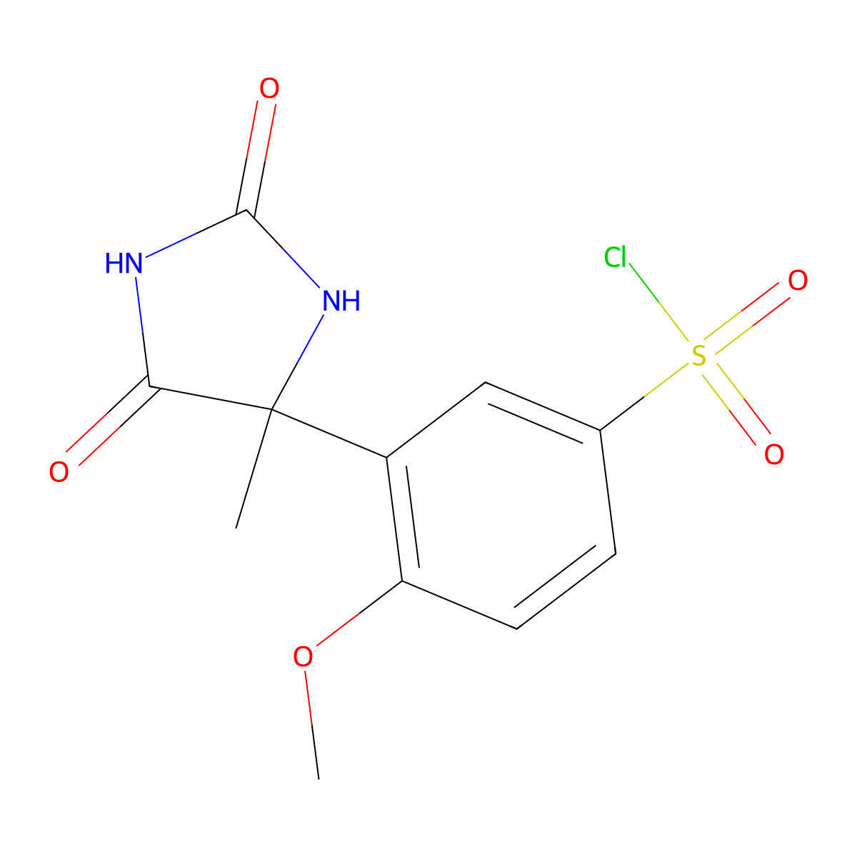4-Methoxy-3-(4-methyl-2,5-dioxoimidazolidin-4-yl)benzene-1-sulfonyl chloride molecular structure, CAS 1052558-93-6