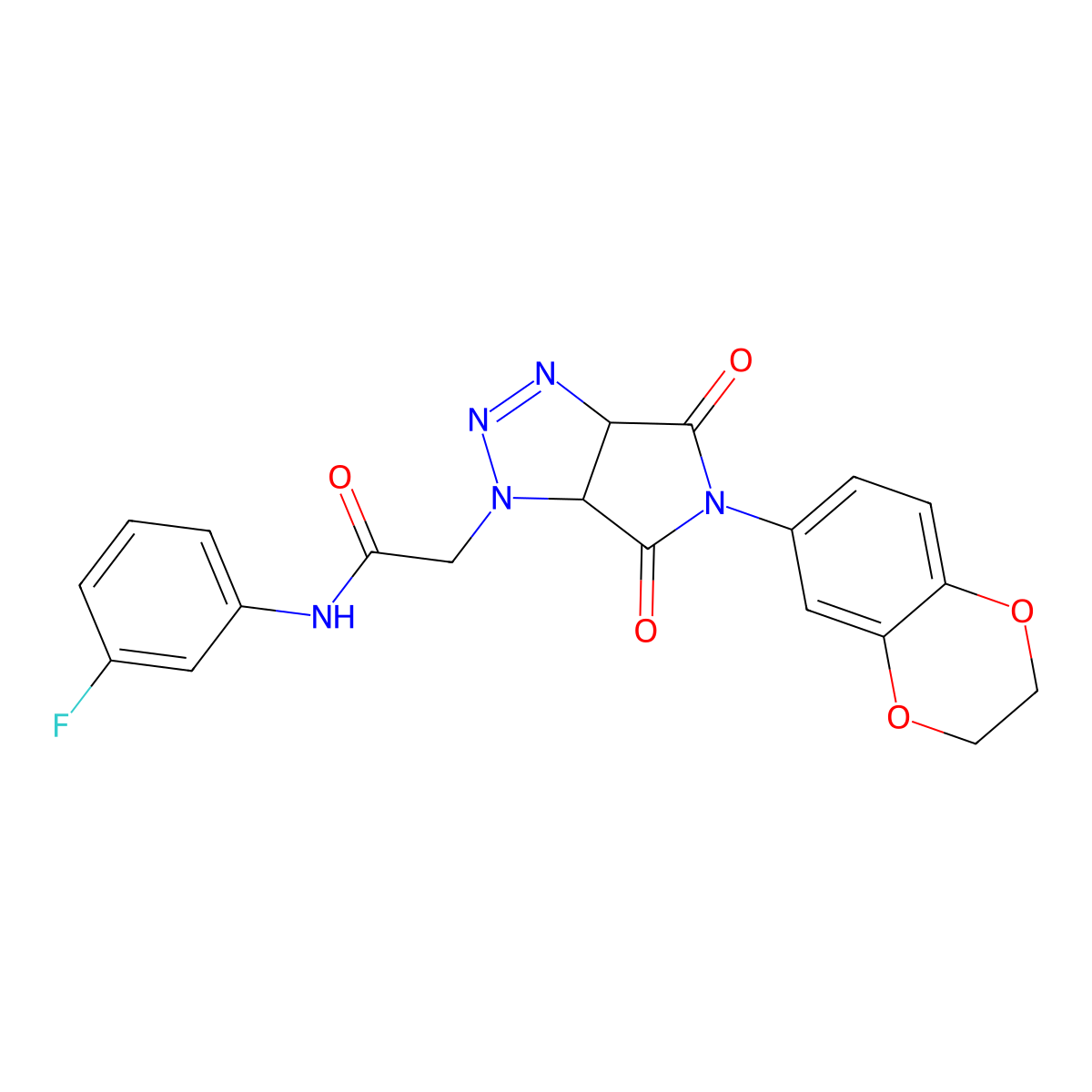 2-[5-(2,3-dihydro-1,4-benzodioxin-6-yl)-4,6-dioxo-4,5,6,6a-tetrahydropyrrolo[3,4-d][1,2,3]triazol-1(3aH)-yl]-N-(3-fluorophenyl)acetamide molecular structure, CAS 1052558-95-8