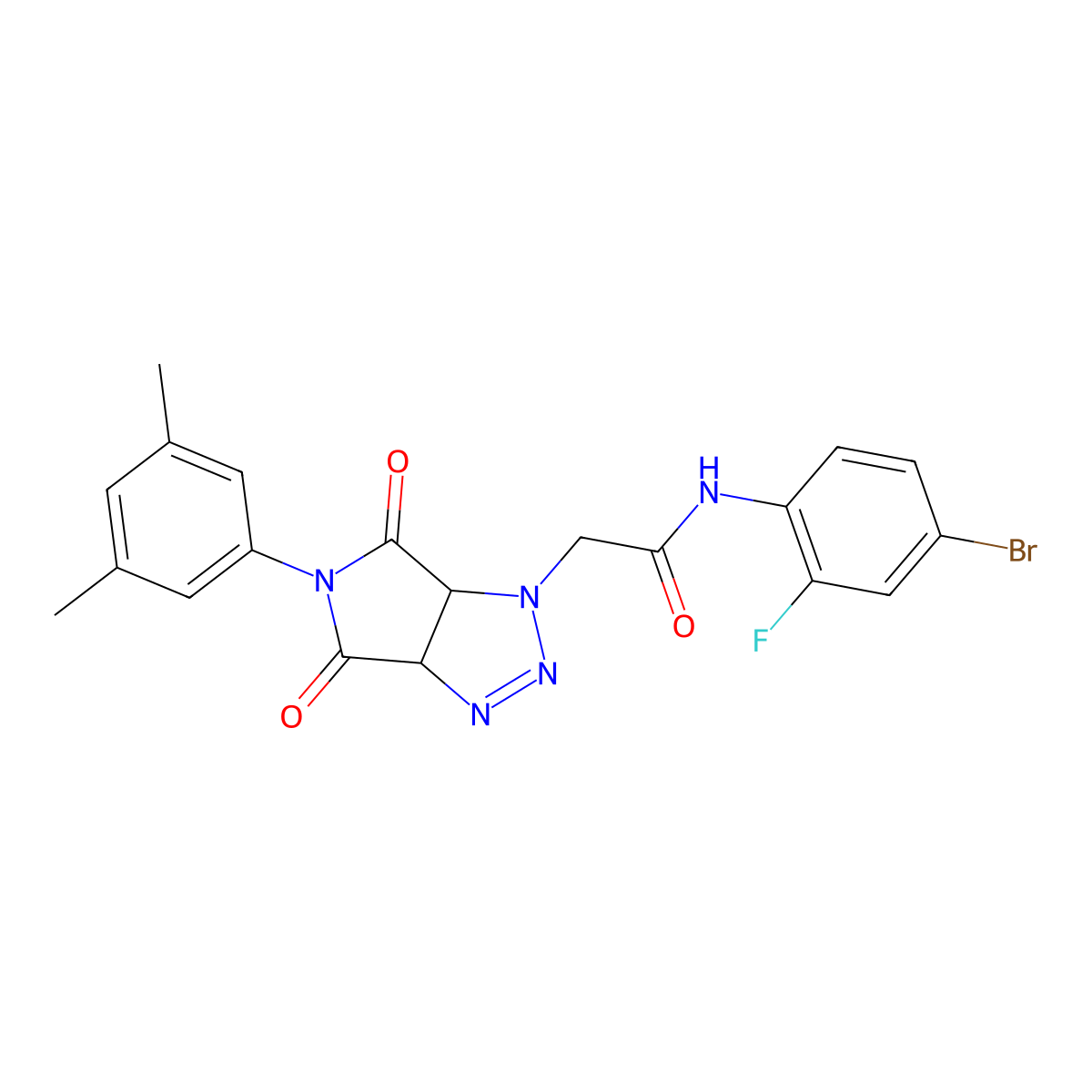 N-(4-bromo-2-fluorophenyl)-2-(5-(3,5-dimethylphenyl)-4,6-dioxo-4,5,6,6a-tetrahydropyrrolo[3,4-d][1,2,3]triazol-1(3aH)-yl)acetamide molecular structure, CAS 1052559-39-3