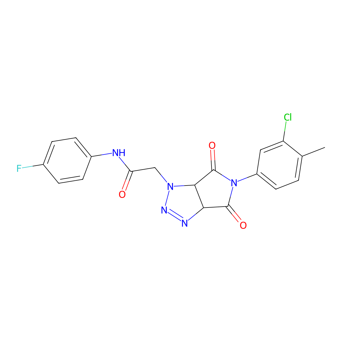 2-[5-(3-chloro-4-methylphenyl)-4,6-dioxo-4,5,6,6a-tetrahydropyrrolo[3,4-d][1,2,3]triazol-1(3aH)-yl]-N-(4-fluorophenyl)acetamide molecular structure, CAS 1052559-69-9