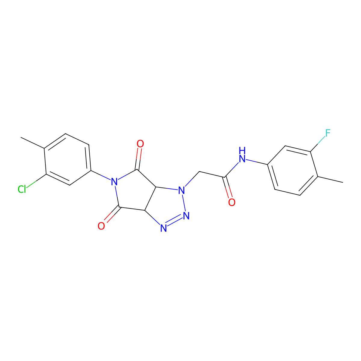 2-(5-(3-chloro-4-methylphenyl)-4,6-dioxo-4,5,6,6a-tetrahydropyrrolo[3,4-d][1,2,3]triazol-1(3aH)-yl)-N-(3-fluoro-4-methylphenyl)acetamide molecular structure, CAS 1052560-38-9