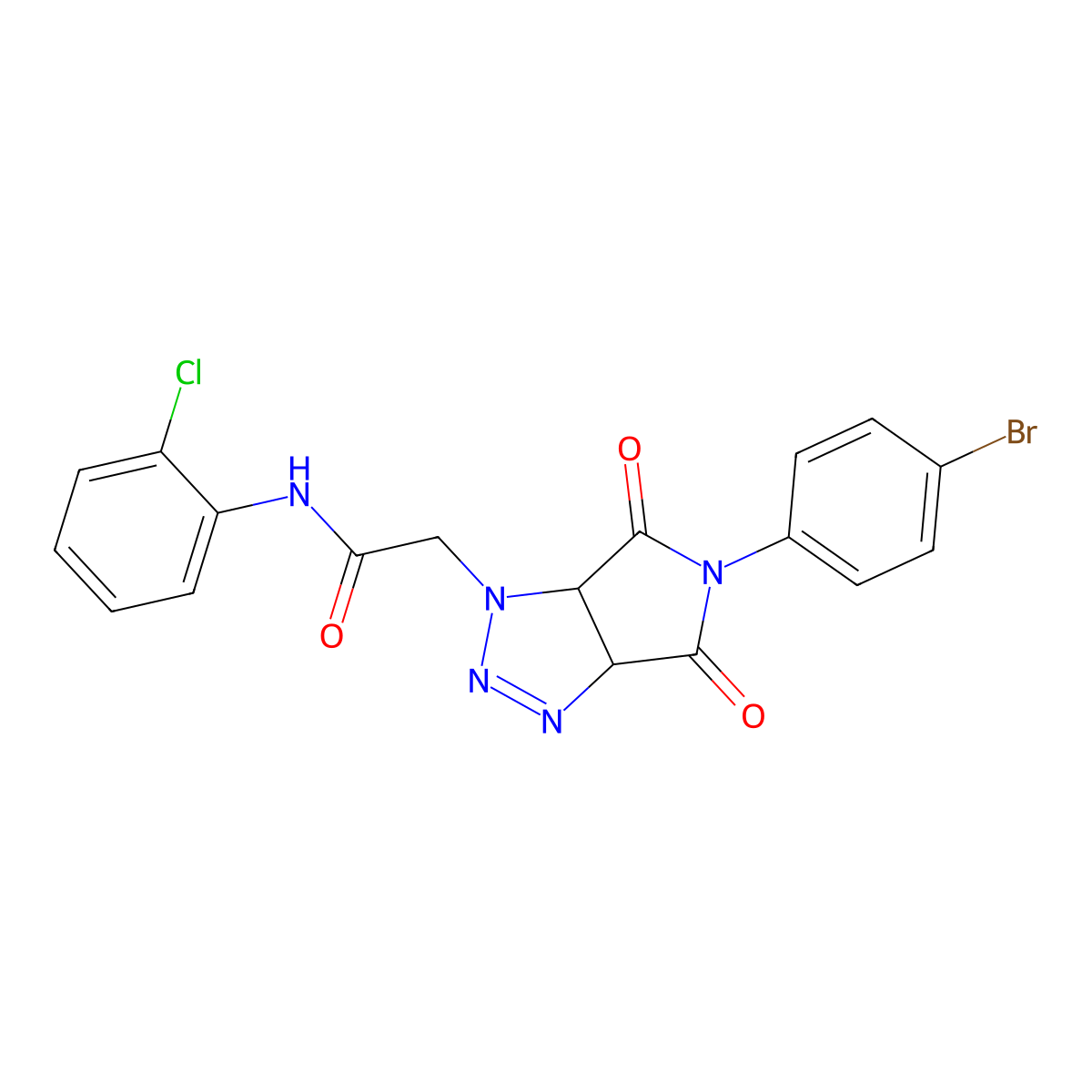 2-[5-(4-Bromophenyl)-4,6-dioxo-1H,3AH,4H,5H,6H,6AH-pyrrolo[3,4-D][1,2,3]triazol-1-YL]-N-(2-chlorophenyl)acetamide molecular structure, CAS 1052560-89-0
