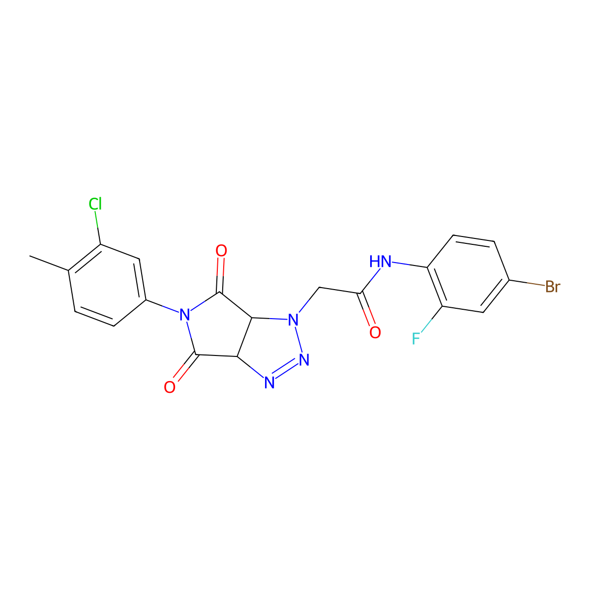 N-(4-bromo-2-fluorophenyl)-2-[5-(3-chloro-4-methylphenyl)-4,6-dioxo-4,5,6,6a-tetrahydropyrrolo[3,4-d][1,2,3]triazol-1(3aH)-yl]acetamide molecular structure, CAS 1052560-97-0