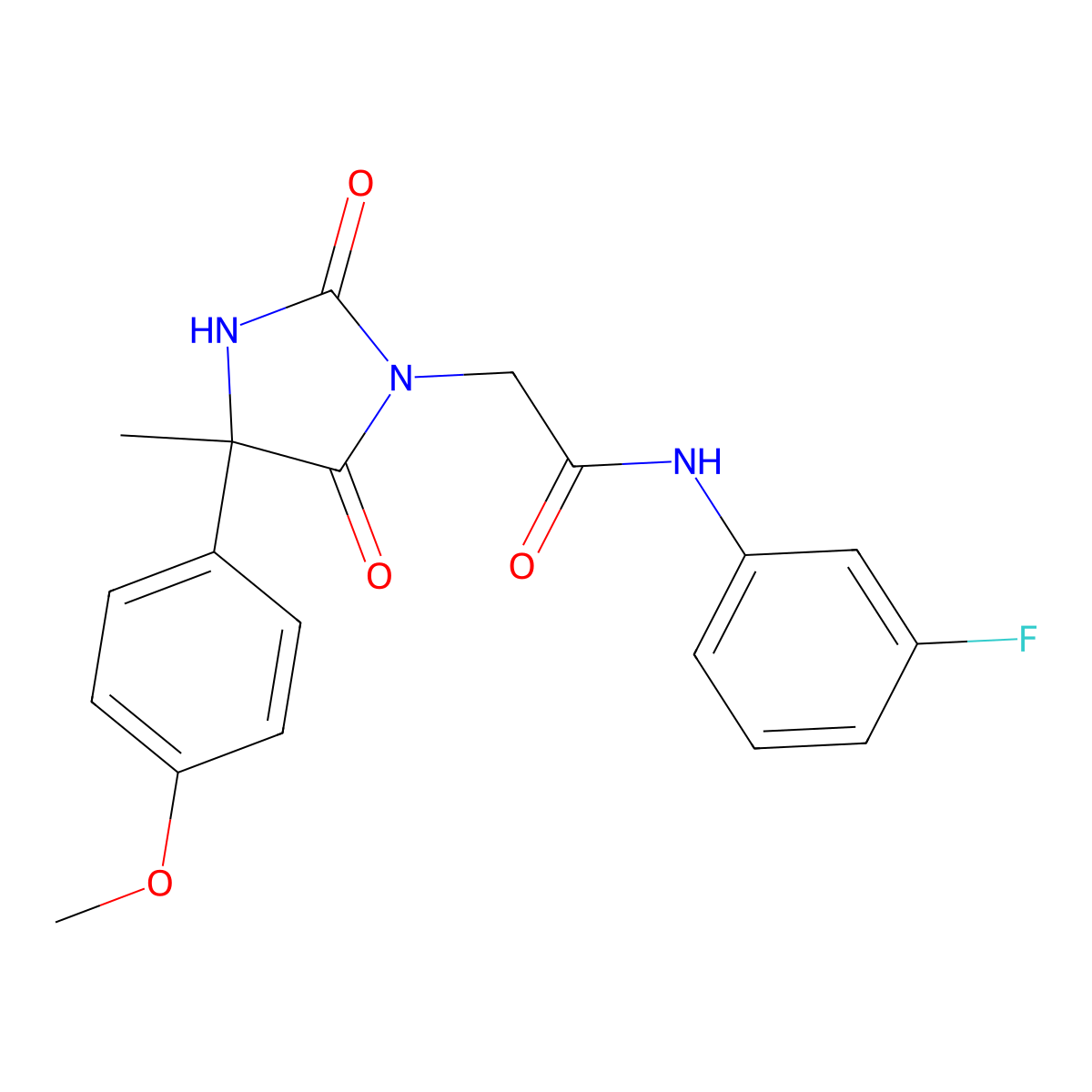 N-(3-fluorophenyl)-2-[4-(4-methoxyphenyl)-4-methyl-2,5-dioxoimidazolidin-1-yl]acetamide molecular structure, CAS 1052560-99-2