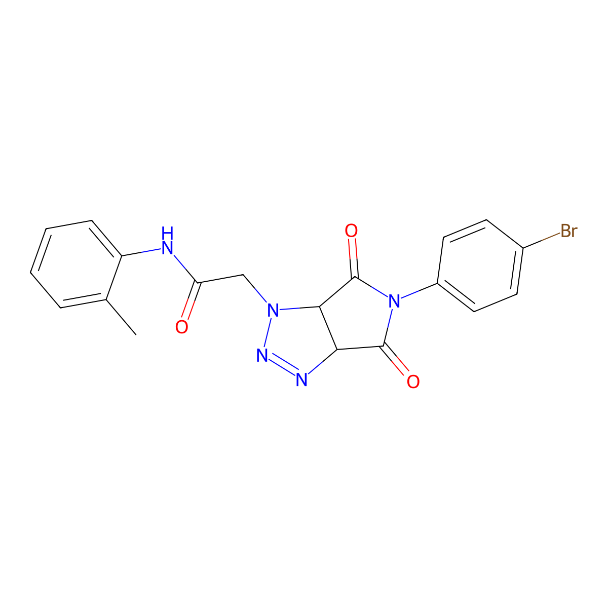 2-(5-(4-bromophenyl)-4,6-dioxo-4,5,6,6a-tetrahydropyrrolo[3,4-d][1,2,3]triazol-1(3aH)-yl)-N-(o-tolyl)acetamide molecular structure, CAS 1052561-00-8