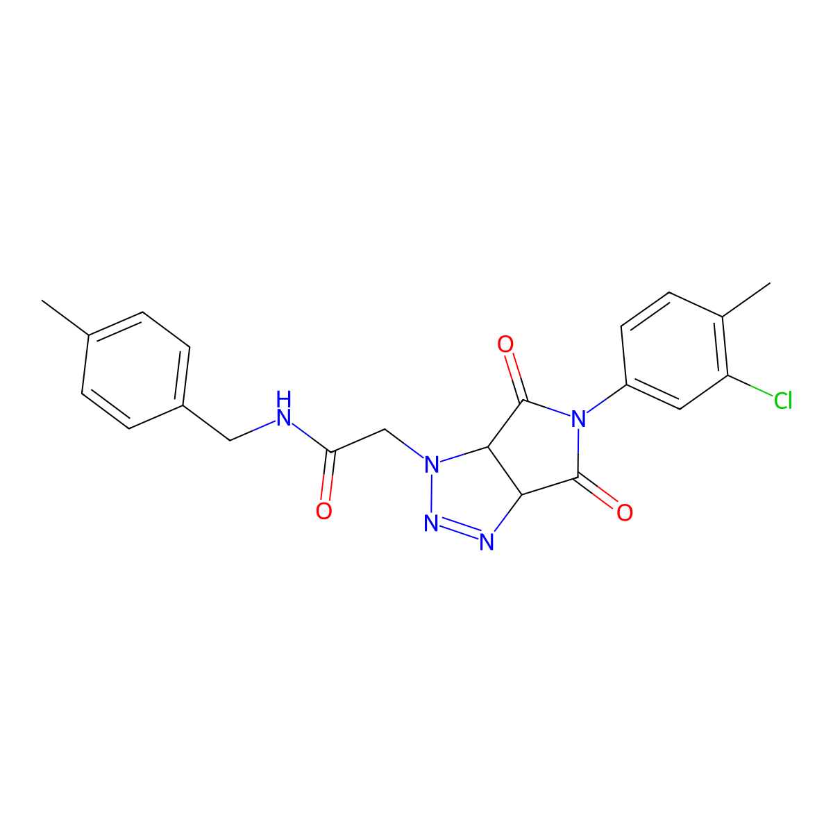 2-[5-(3-chloro-4-methylphenyl)-4,6-dioxo-4,5,6,6a-tetrahydropyrrolo[3,4-d][1,2,3]triazol-1(3aH)-yl]-N-(4-methylbenzyl)acetamide molecular structure, CAS 1052561-06-4
