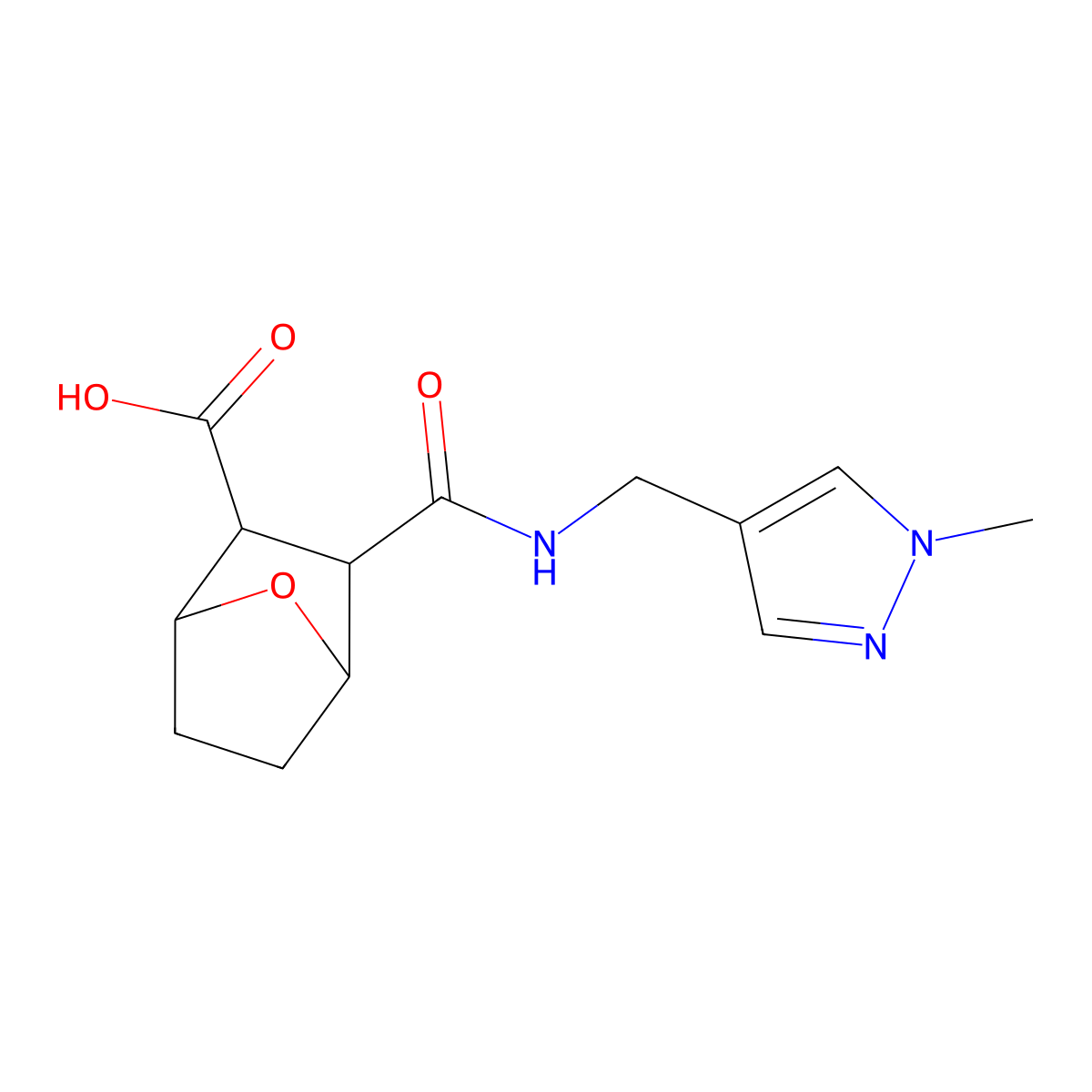 3-{[(1-methyl-1H-pyrazol-4-yl)methyl]carbamoyl}-7-oxabicyclo[2.2.1]heptane-2-carboxylic acid molecular structure, CAS 1052561-25-7
