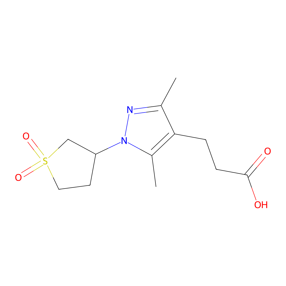 3-[1-(1,1-dioxidotetrahydro-3-thienyl)-3,5-dimethyl-1H-pyrazol-4-yl]propanoic acid molecular structure, CAS 1052561-26-8