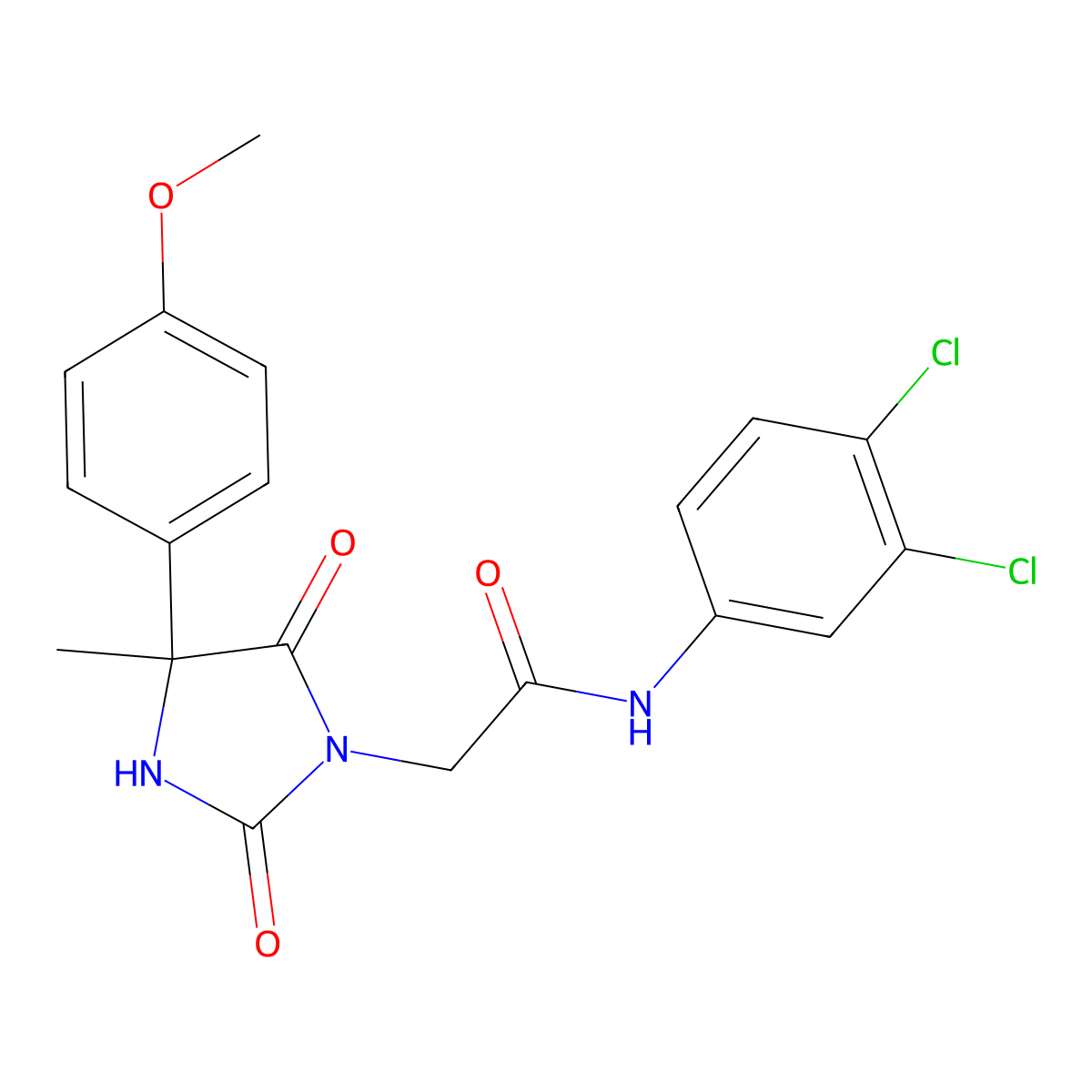 N-(3,4-dichlorophenyl)-2-[4-(4-methoxyphenyl)-4-methyl-2,5-dioxoimidazolidin-1-yl]acetamide molecular structure, CAS 1052561-29-1