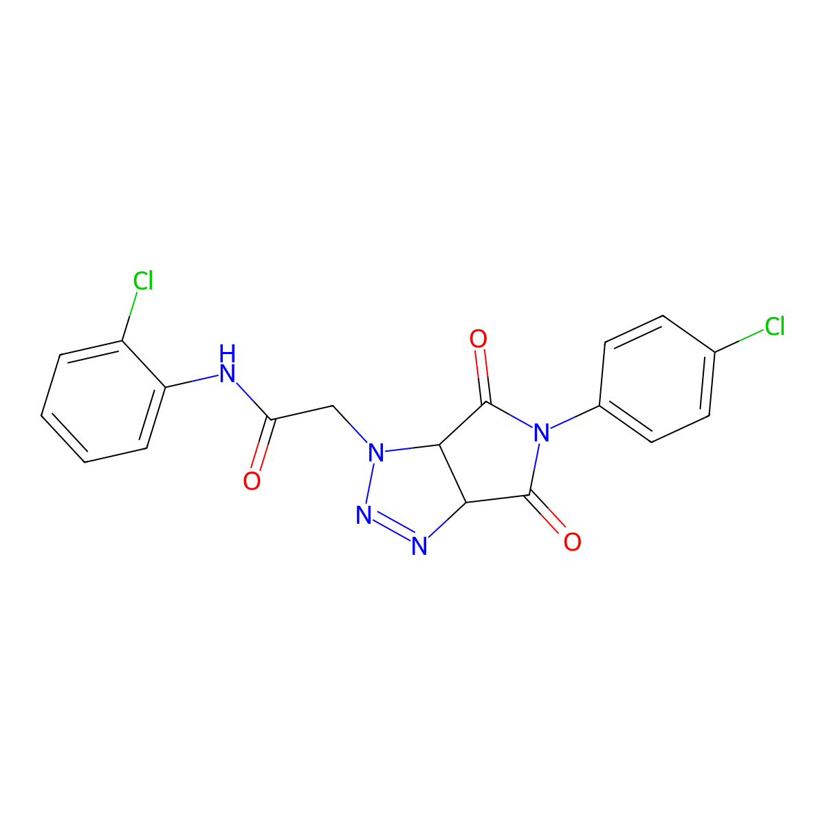N-(2-chlorophenyl)-2-(5-(4-chlorophenyl)-4,6-dioxo-4,5,6,6a-tetrahydropyrrolo[3,4-d][1,2,3]triazol-1(3aH)-yl)acetamide molecular structure, CAS 1052561-47-3