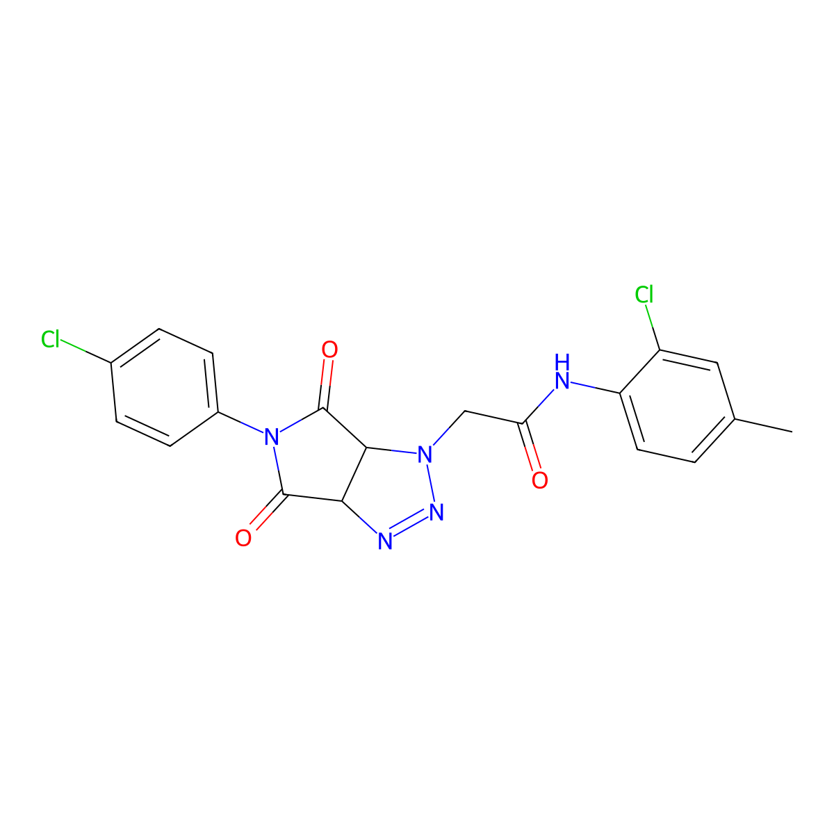 N-(2-chloro-4-methylphenyl)-2-(5-(4-chlorophenyl)-4,6-dioxo-4,5,6,6a-tetrahydropyrrolo[3,4-d][1,2,3]triazol-1(3aH)-yl)acetamide molecular structure, CAS 1052561-99-5