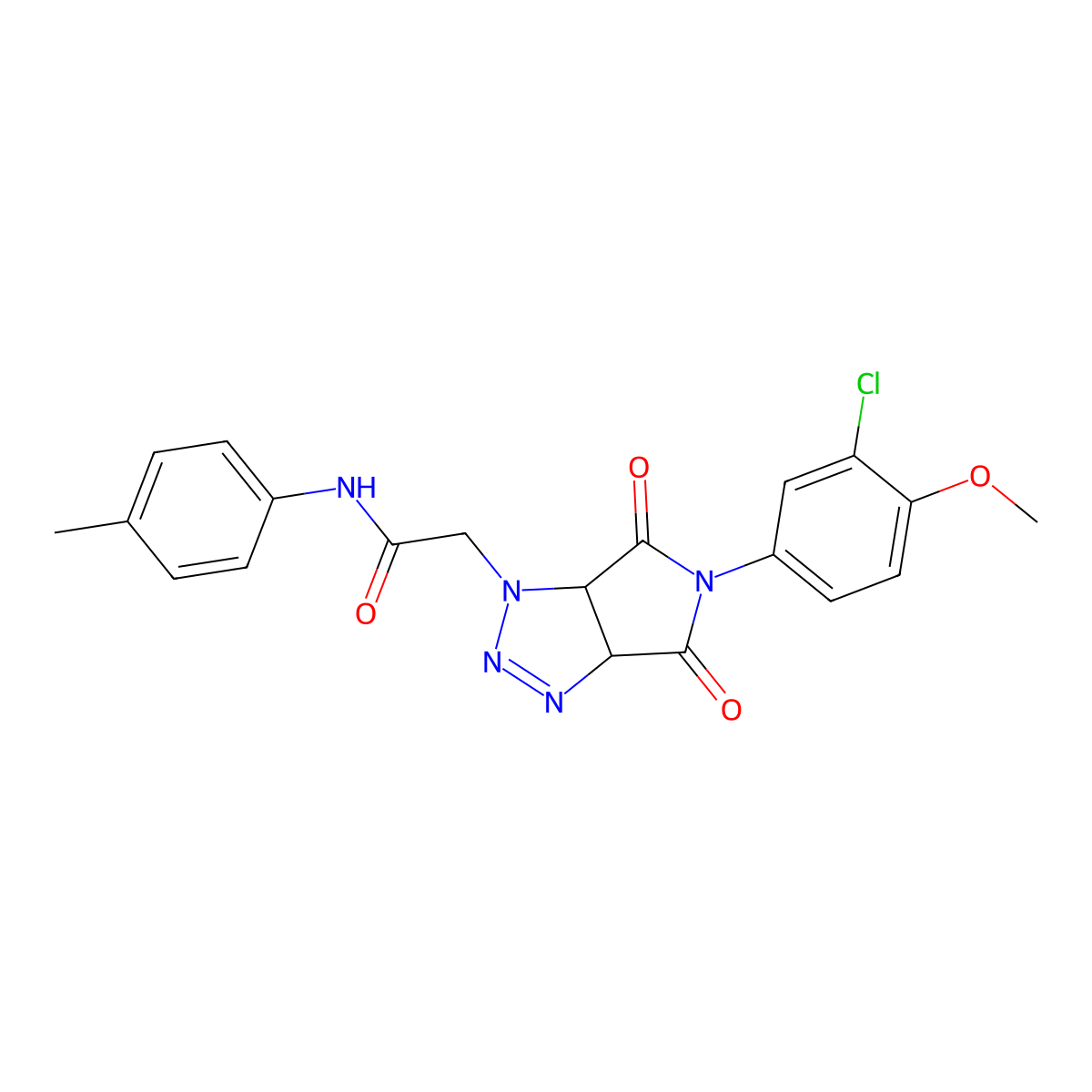 2-[5-(3-chloro-4-methoxyphenyl)-4,6-dioxo-4,5,6,6a-tetrahydropyrrolo[3,4-d][1,2,3]triazol-1(3aH)-yl]-N-(4-methylphenyl)acetamide molecular structure, CAS 1052562-19-2