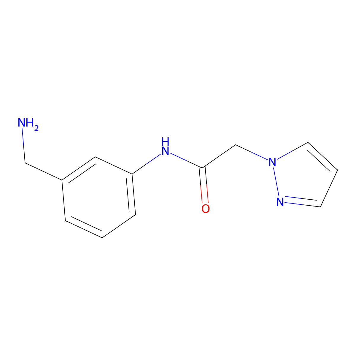 N-[3-(aminomethyl)phenyl]-2-(1H-pyrazol-1-yl)acetamide molecular structure, CAS 1052562-46-5