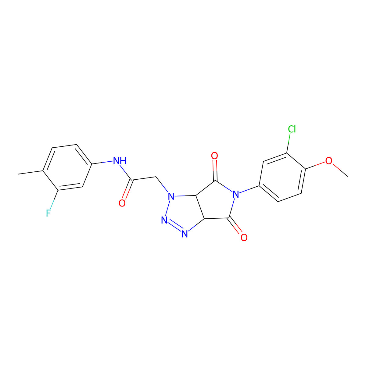 2-[5-(3-chloro-4-methoxyphenyl)-4,6-dioxo-4,5,6,6a-tetrahydropyrrolo[3,4-d][1,2,3]triazol-1(3aH)-yl]-N-(3-fluoro-4-methylphenyl)acetamide molecular structure, CAS 1052563-06-0