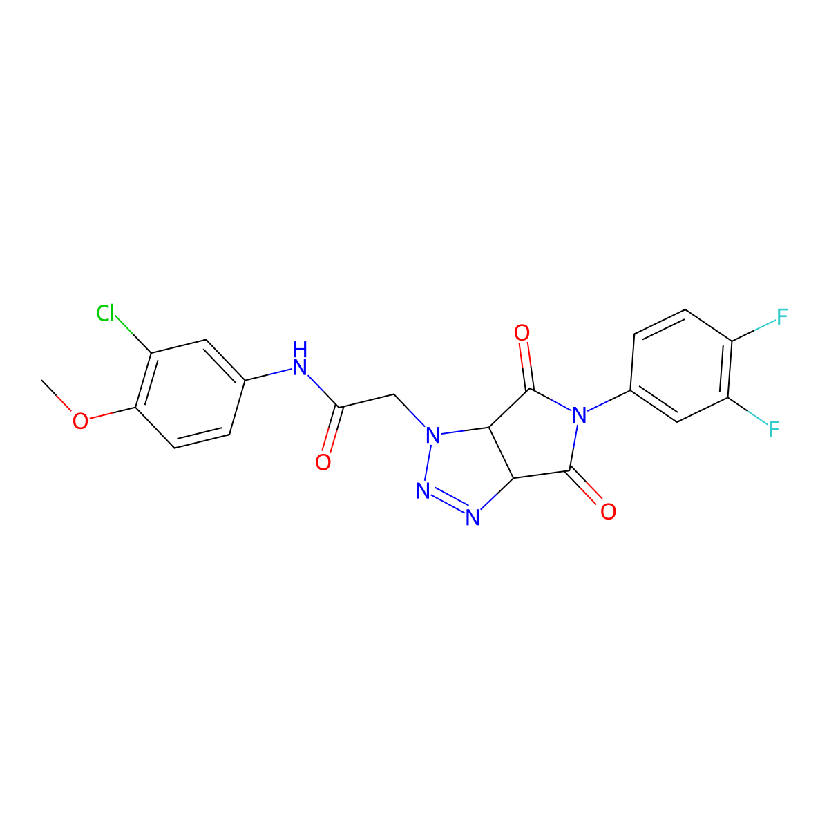 N-(3-chloro-4-methoxyphenyl)-2-[5-(3,4-difluorophenyl)-4,6-dioxo-4,5,6,6a-tetrahydropyrrolo[3,4-d][1,2,3]triazol-1(3aH)-yl]acetamide molecular structure, CAS 1052563-19-5