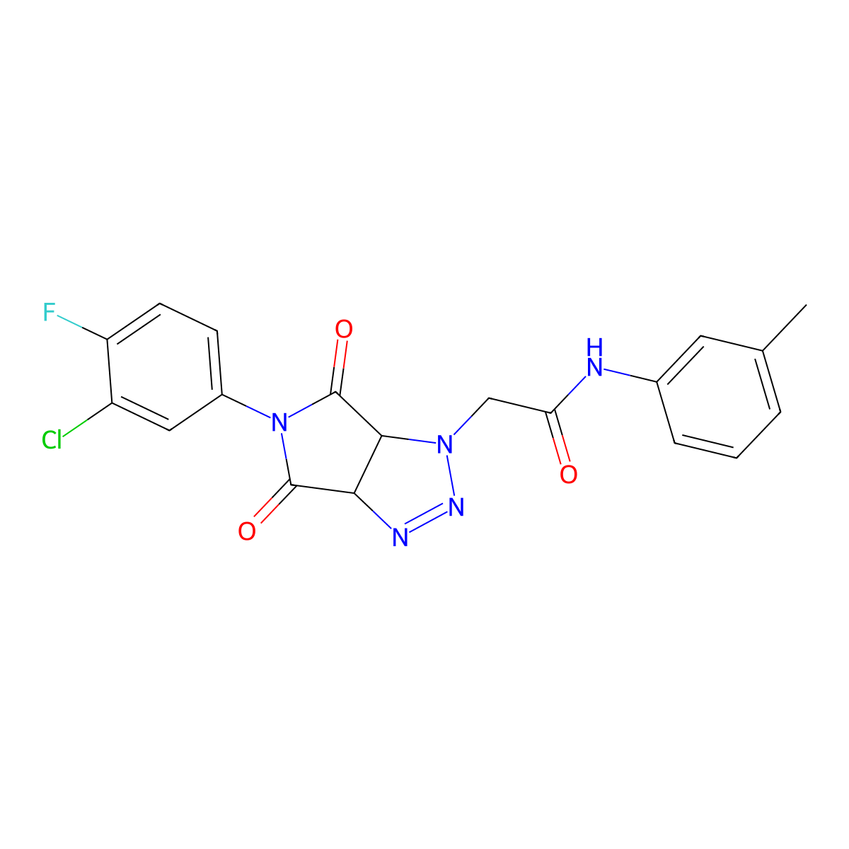2-(5-(3-chloro-4-fluorophenyl)-4,6-dioxo-4,5,6,6a-tetrahydropyrrolo[3,4-d][1,2,3]triazol-1(3aH)-yl)-N-(m-tolyl)acetamide molecular structure, CAS 1052563-26-4