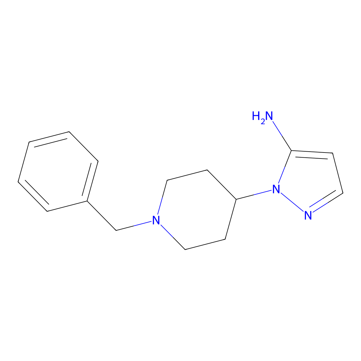 1-(1-Benzylpiperidin-4-YL)-1H-pyrazol-5-amine molecular structure, CAS 1052563-27-5