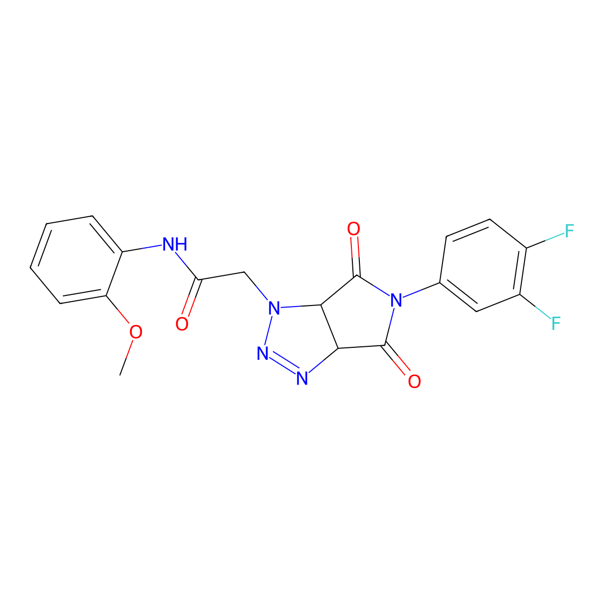 2-(5-(3,4-difluorophenyl)-4,6-dioxo-4,5,6,6a-tetrahydropyrrolo[3,4-d][1,2,3]triazol-1(3aH)-yl)-N-(2-methoxyphenyl)acetamide molecular structure, CAS 1052563-37-7