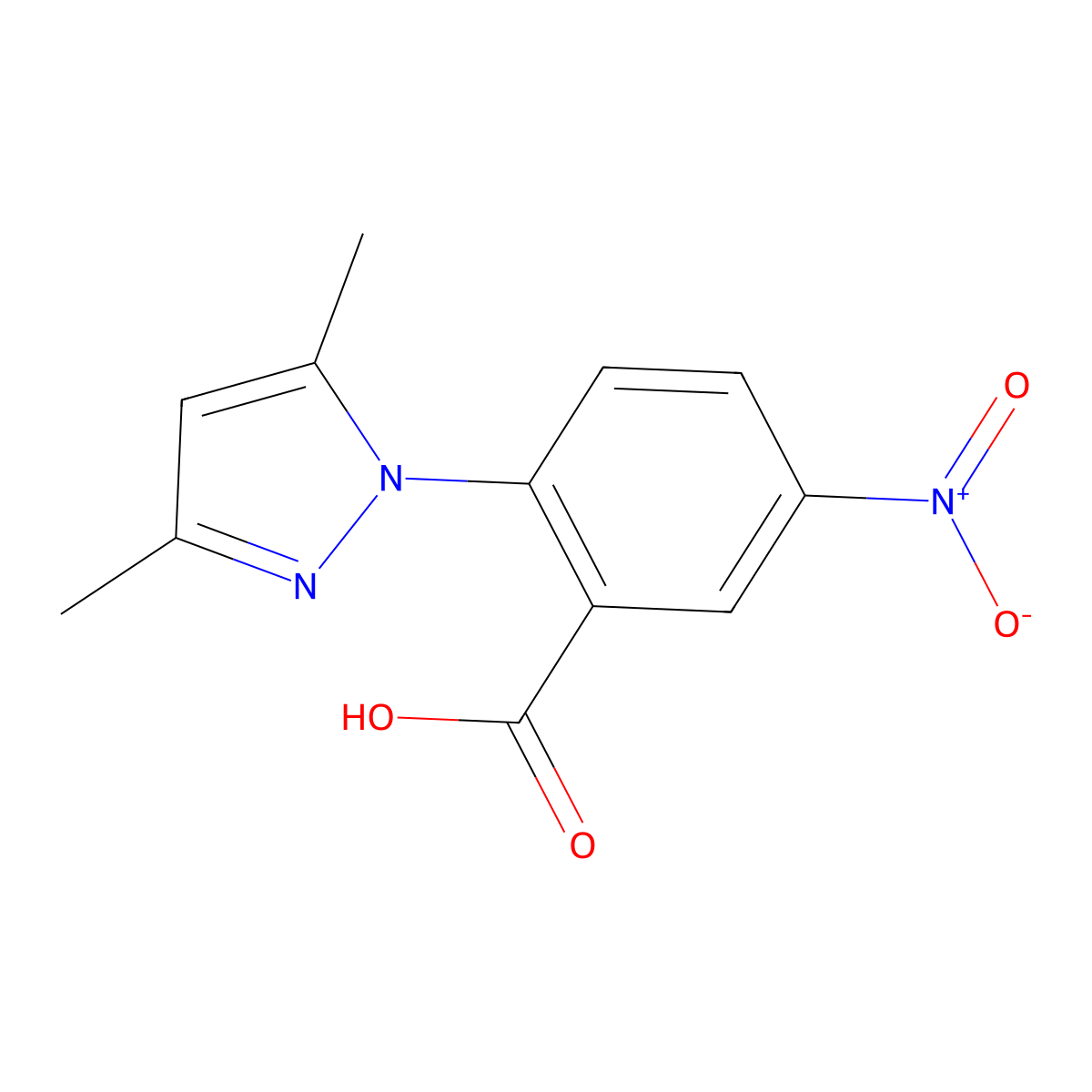 2-(3,5-dimethyl-1H-pyrazol-1-yl)-5-nitrobenzoic acid molecular structure, CAS 1052563-78-6