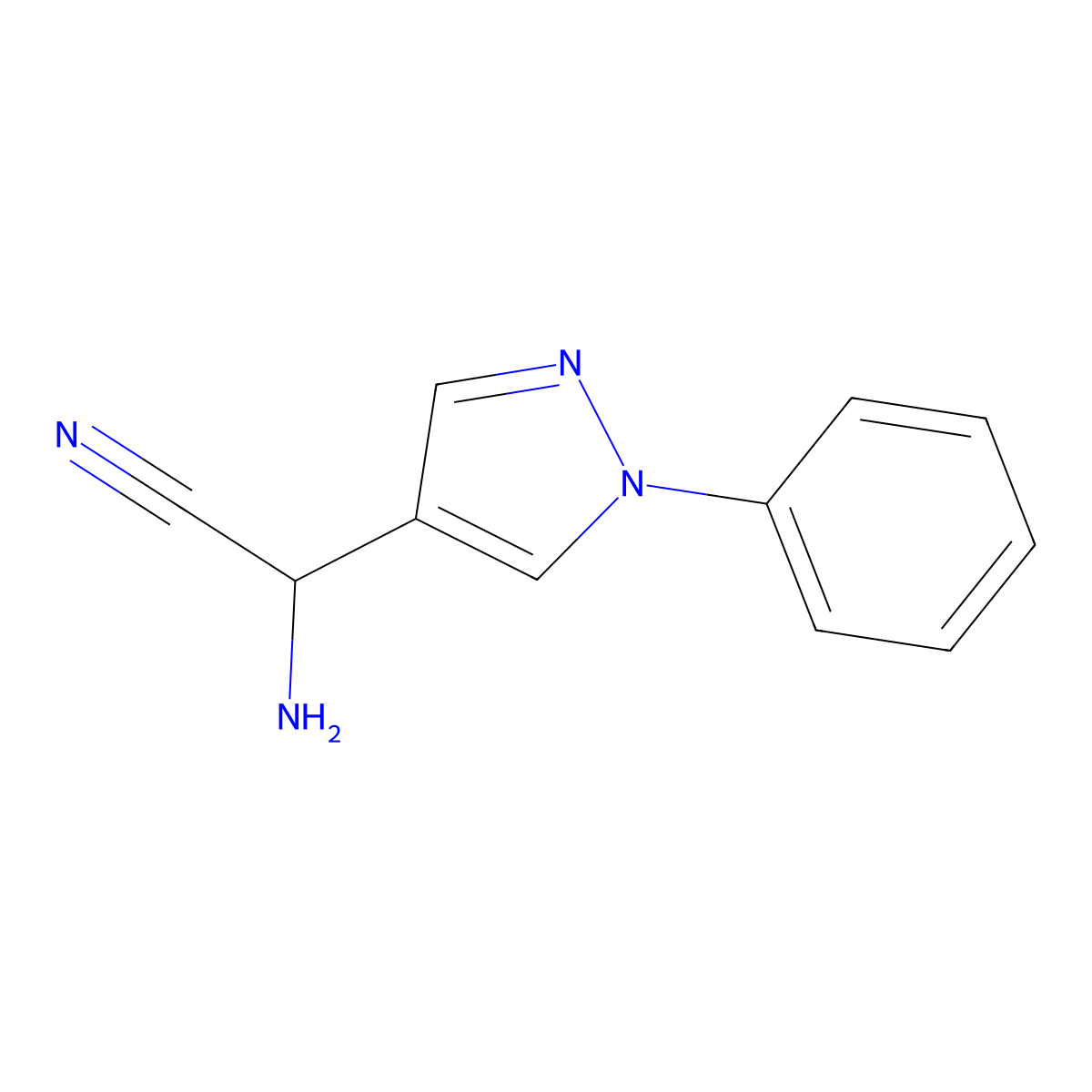 2-amino-2-(1-phenyl-1H-pyrazol-4-yl)acetonitrile molecular structure, CAS 1052564-62-1