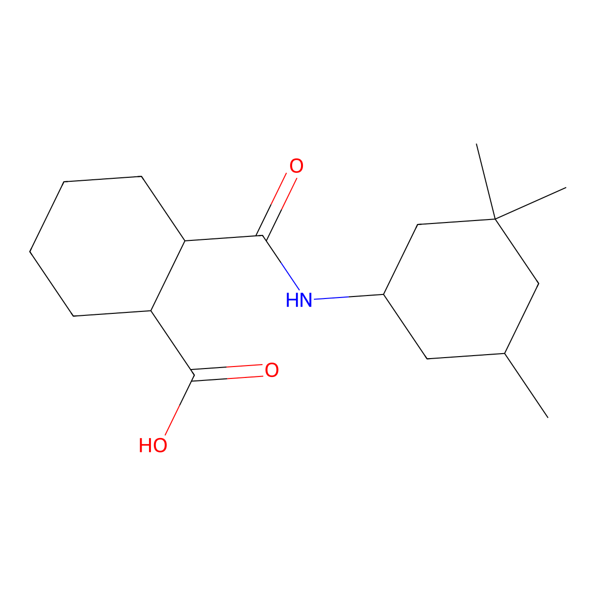 2-[(3,3,5-Trimethylcyclohexyl)carbamoyl]cyclohexanecarboxylic acid molecular structure, CAS 1052564-65-4