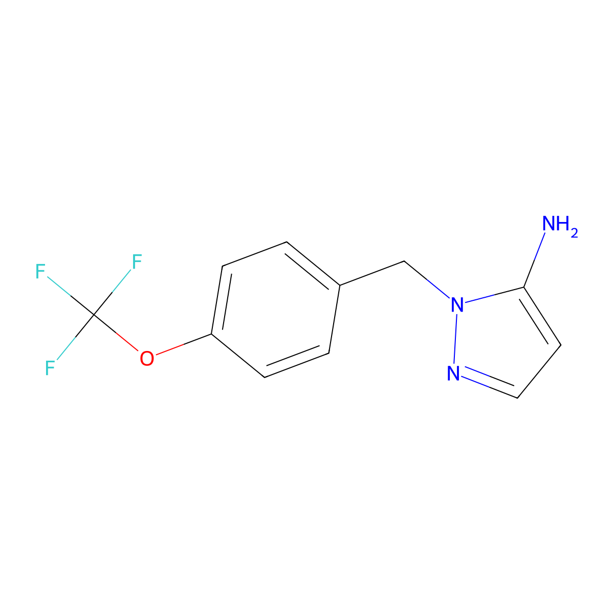 1-((4-(trifluoromethoxy)phenyl)methyl)-1H-pyrazol-5-amine molecular structure, CAS 1052564-95-0