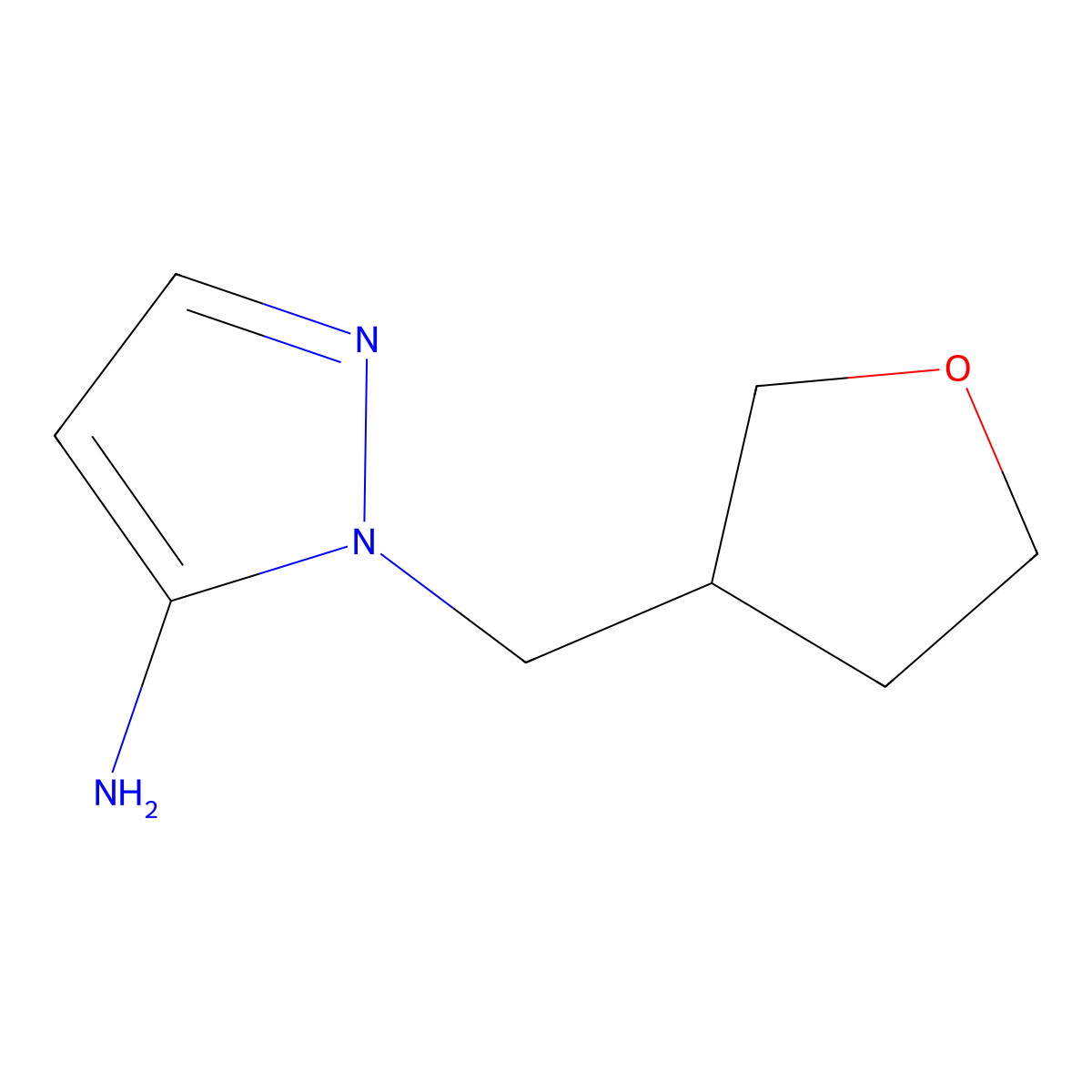 1-((oxolan-3-yl)methyl)-1H-pyrazol-5-amine molecular structure, CAS 1052564-96-1