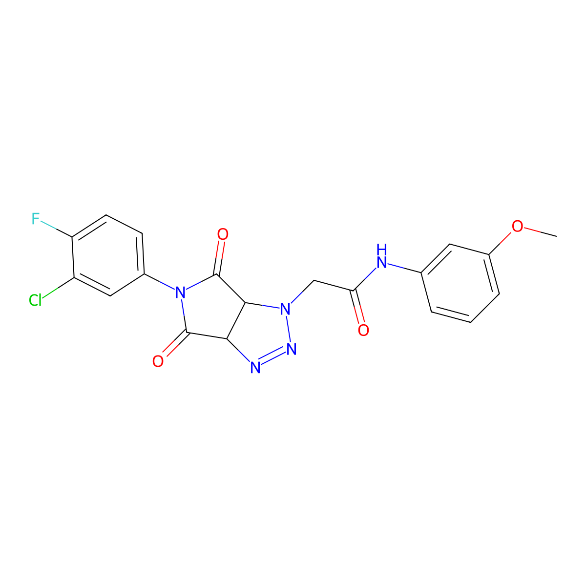 2-[5-(3-chloro-4-fluorophenyl)-4,6-dioxo-1H,3aH,4H,5H,6H,6aH-pyrrolo[3,4-d][1,2,3]triazol-1-yl]-N-(3-methoxyphenyl)acetamide molecular structure, CAS 1052565-07-7