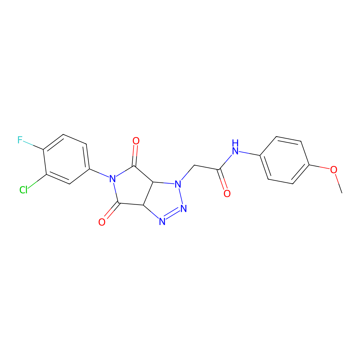 2-[5-(3-chloro-4-fluorophenyl)-4,6-dioxo-4,5,6,6a-tetrahydropyrrolo[3,4-d][1,2,3]triazol-1(3aH)-yl]-N-(4-methoxyphenyl)acetamide molecular structure, CAS 1052565-44-2