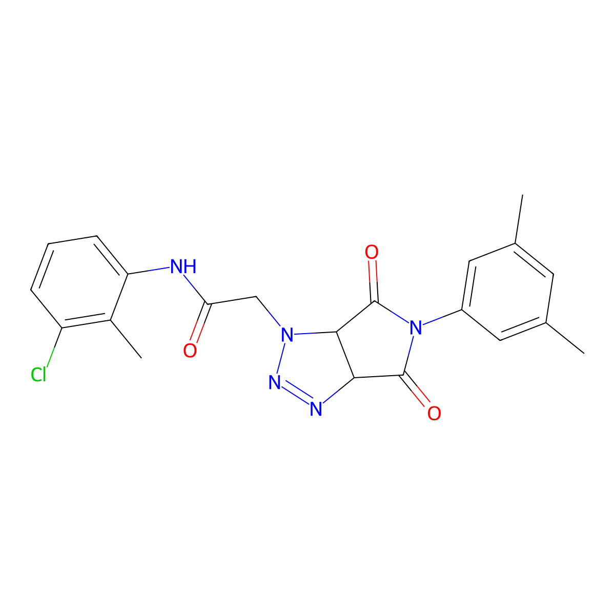 N-(3-chloro-2-methylphenyl)-2-(5-(3,5-dimethylphenyl)-4,6-dioxo-4,5,6,6a-tetrahydropyrrolo[3,4-d][1,2,3]triazol-1(3aH)-yl)acetamide molecular structure, CAS 1052565-47-5