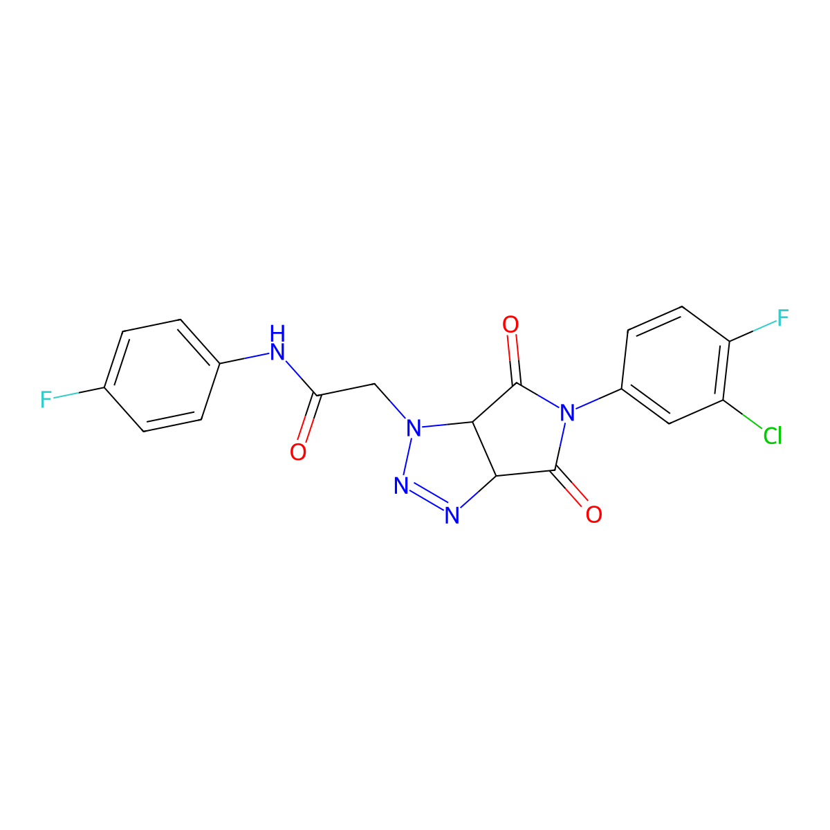 2-[5-(3-chloro-4-fluorophenyl)-4,6-dioxo-4,5,6,6a-tetrahydropyrrolo[3,4-d][1,2,3]triazol-1(3aH)-yl]-N-(4-fluorophenyl)acetamide molecular structure, CAS 1052565-66-8