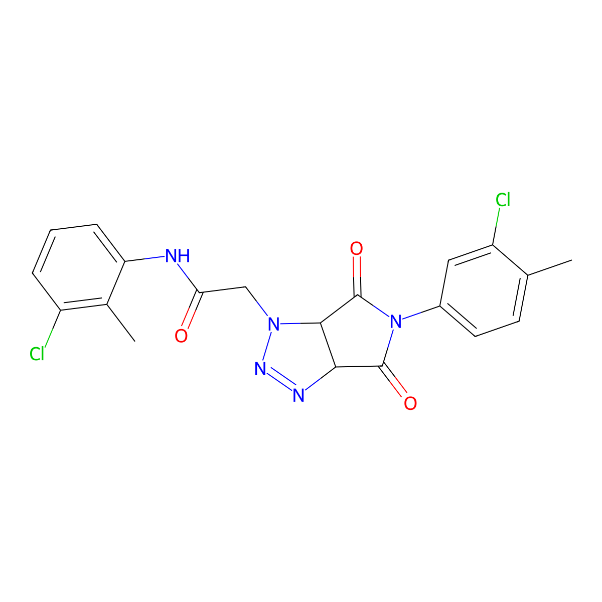 N-(3-chloro-2-methylphenyl)-2-[5-(3-chloro-4-methylphenyl)-4,6-dioxo-4,5,6,6a-tetrahydropyrrolo[3,4-d][1,2,3]triazol-1(3aH)-yl]acetamide molecular structure, CAS 1052565-72-6