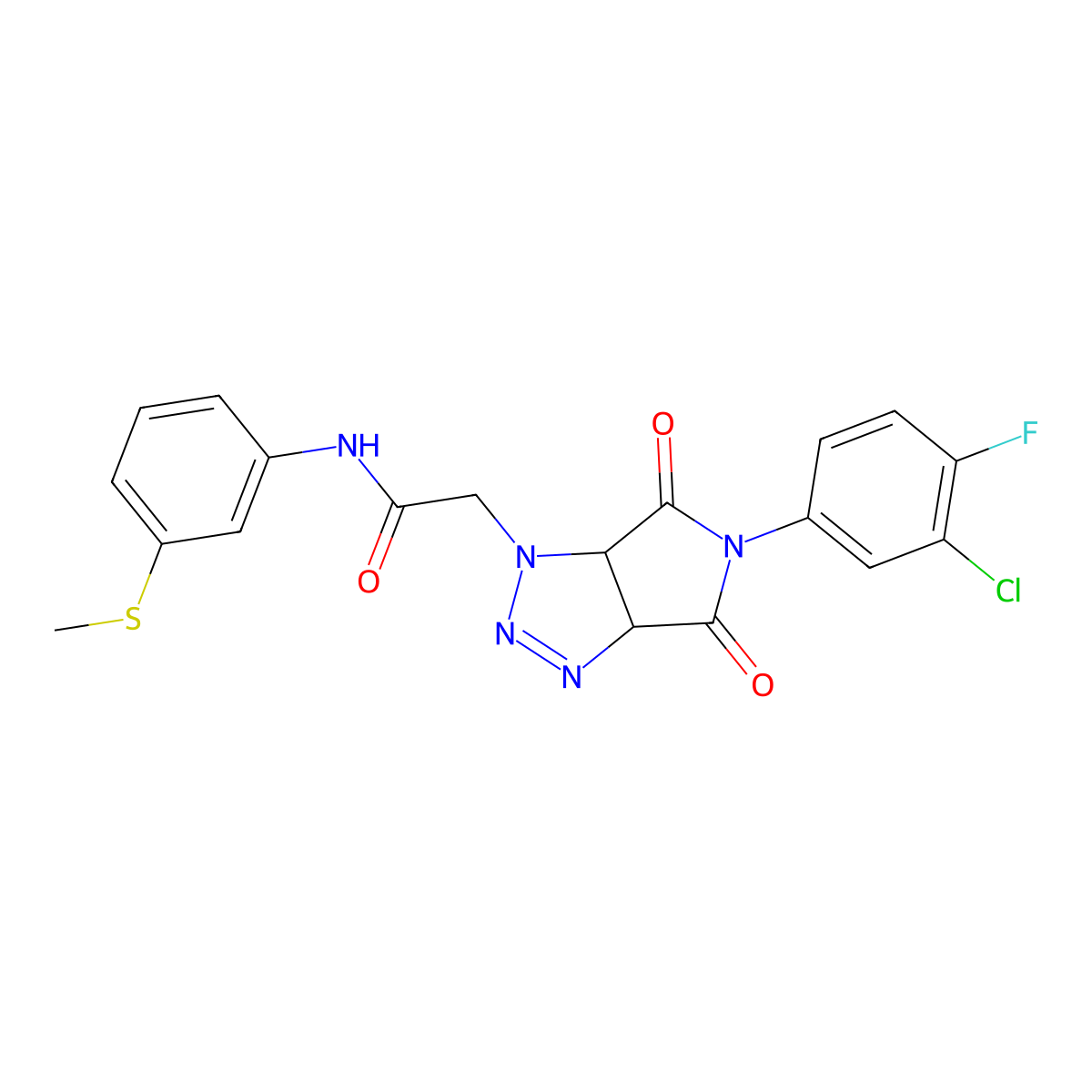 2-[5-(3-chloro-4-fluorophenyl)-4,6-dioxo-1H,3aH,4H,5H,6H,6aH-pyrrolo[3,4-d][1,2,3]triazol-1-yl]-N-[3-(methylsulfanyl)phenyl]acetamide molecular structure, CAS 1052565-80-6