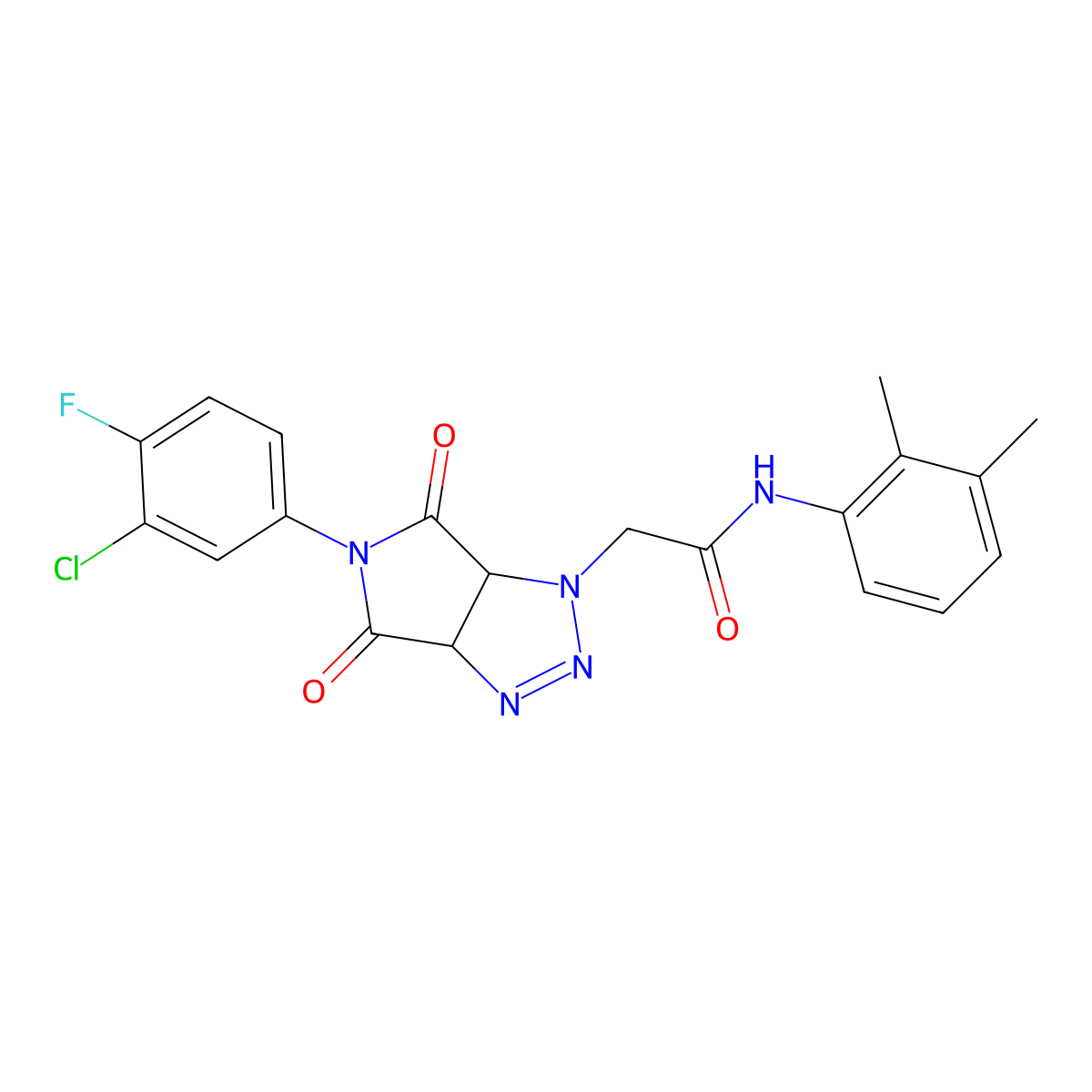 2-[5-(3-chloro-4-fluorophenyl)-4,6-dioxo-4,5,6,6a-tetrahydropyrrolo[3,4-d][1,2,3]triazol-1(3aH)-yl]-N-(2,3-dimethylphenyl)acetamide molecular structure, CAS 1052566-51-4