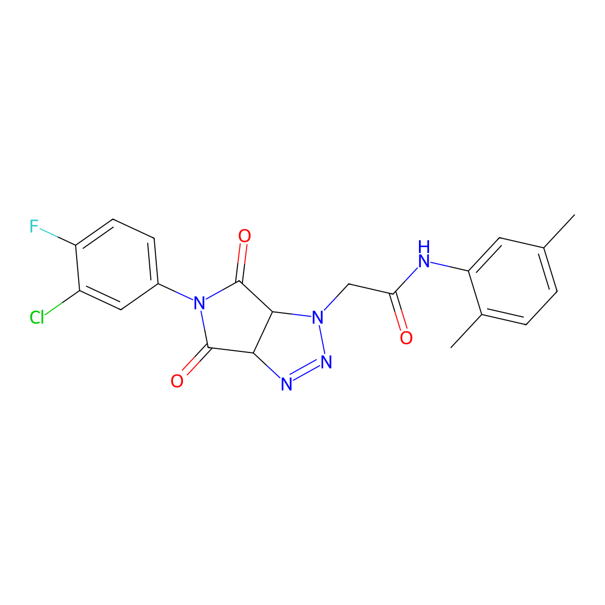 2-[5-(3-chloro-4-fluorophenyl)-4,6-dioxo-4,5,6,6a-tetrahydropyrrolo[3,4-d][1,2,3]triazol-1(3aH)-yl]-N-(2,5-dimethylphenyl)acetamide molecular structure, CAS 1052566-93-4