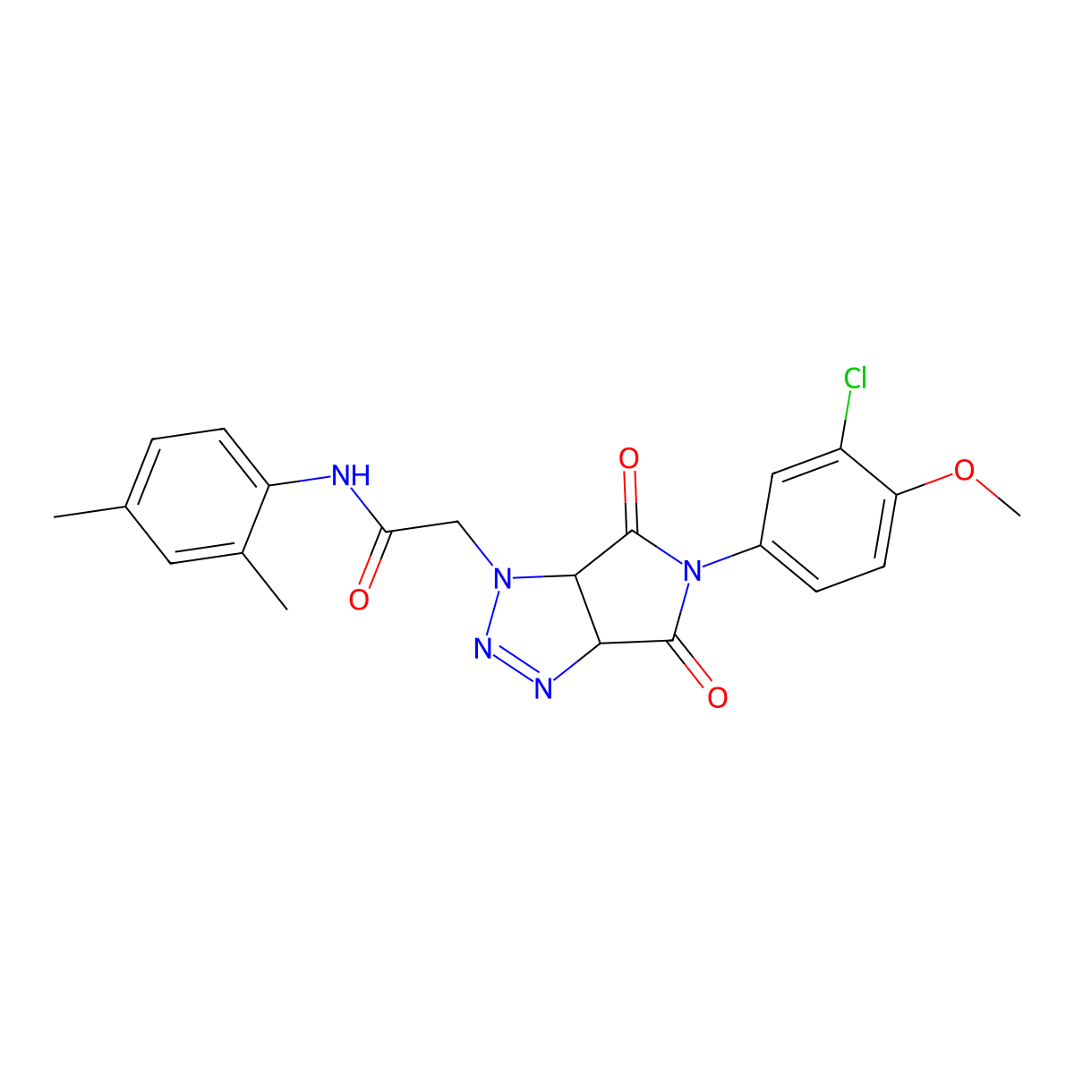 2-[5-(3-chloro-4-methoxyphenyl)-4,6-dioxo-4,5,6,6a-tetrahydropyrrolo[3,4-d][1,2,3]triazol-1(3aH)-yl]-N-(2,4-dimethylphenyl)acetamide molecular structure, CAS 1052567-81-3
