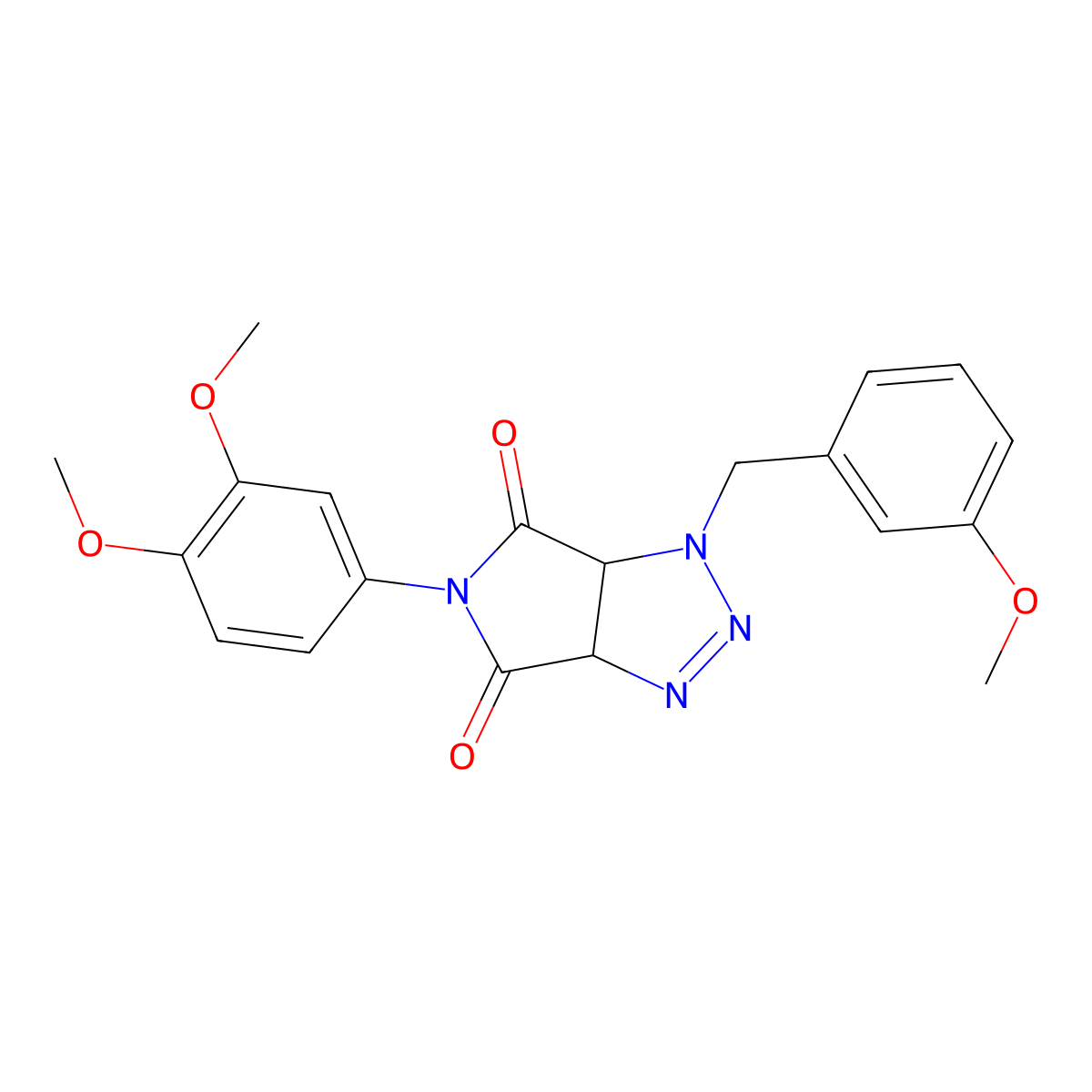 5-(3,4-dimethoxyphenyl)-1-(3-methoxybenzyl)-1,6a-dihydropyrrolo[3,4-d][1,2,3]triazole-4,6(3aH,5H)-dione molecular structure, CAS 1052568-96-3