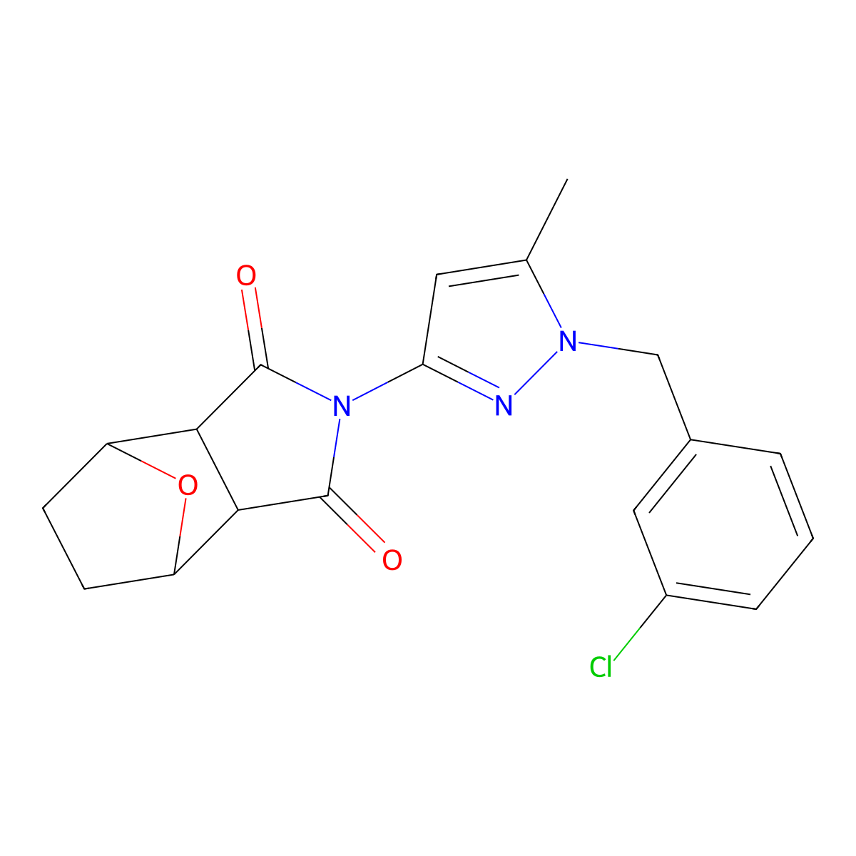 2-[1-(3-chlorobenzyl)-5-methyl-1H-pyrazol-3-yl]hexahydro-1H-4,7-epoxyisoindole-1,3(2H)-dione molecular structure, CAS 1052569-00-2