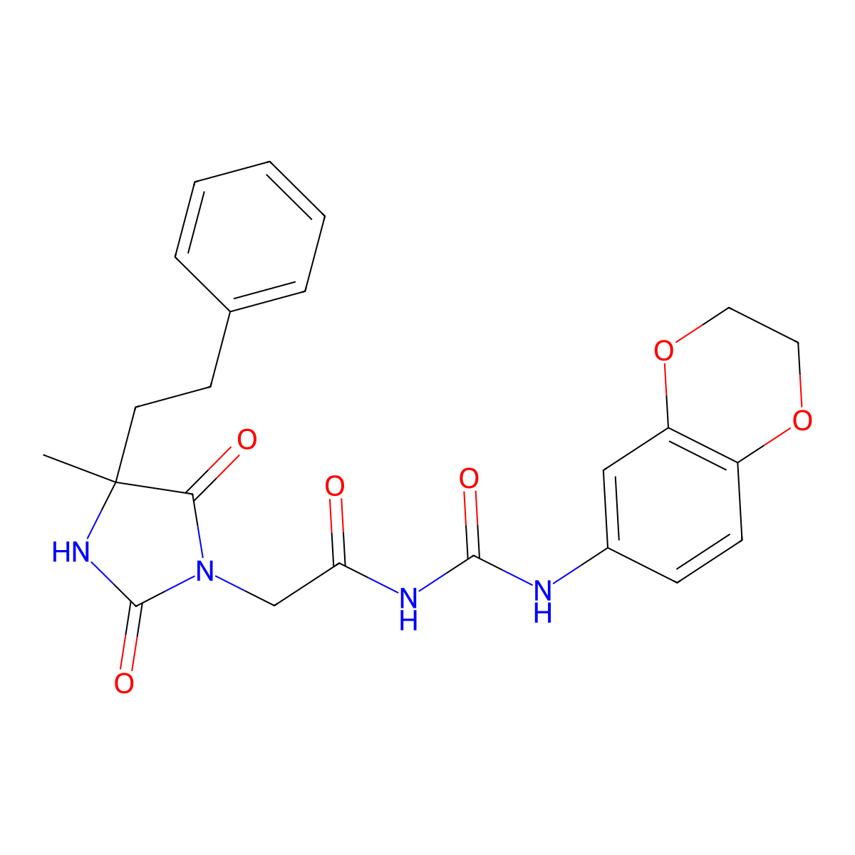1-(2,3-Dihydro-1,4-benzodioxin-6-yl)-3-{2-[4-methyl-2,5-dioxo-4-(2-phenylethyl)imidazolidin-1-yl]acetyl}urea molecular structure, CAS 1052569-30-8