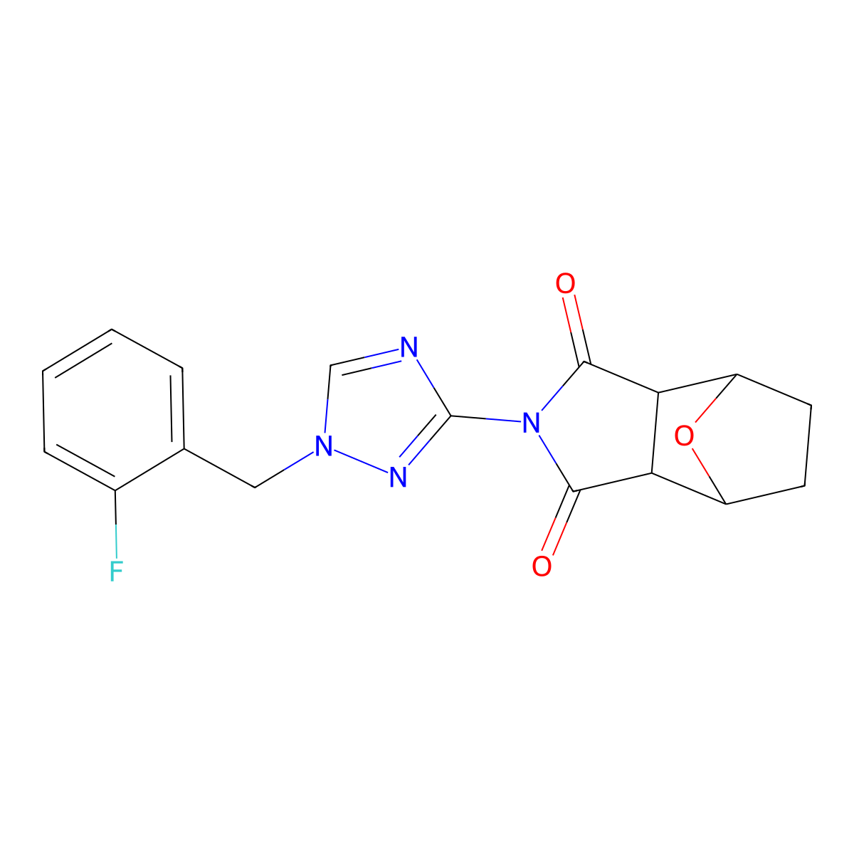 2-[1-(2-fluorobenzyl)-1H-1,2,4-triazol-3-yl]hexahydro-1H-4,7-epoxyisoindole-1,3(2H)-dione molecular structure, CAS 1052569-82-0