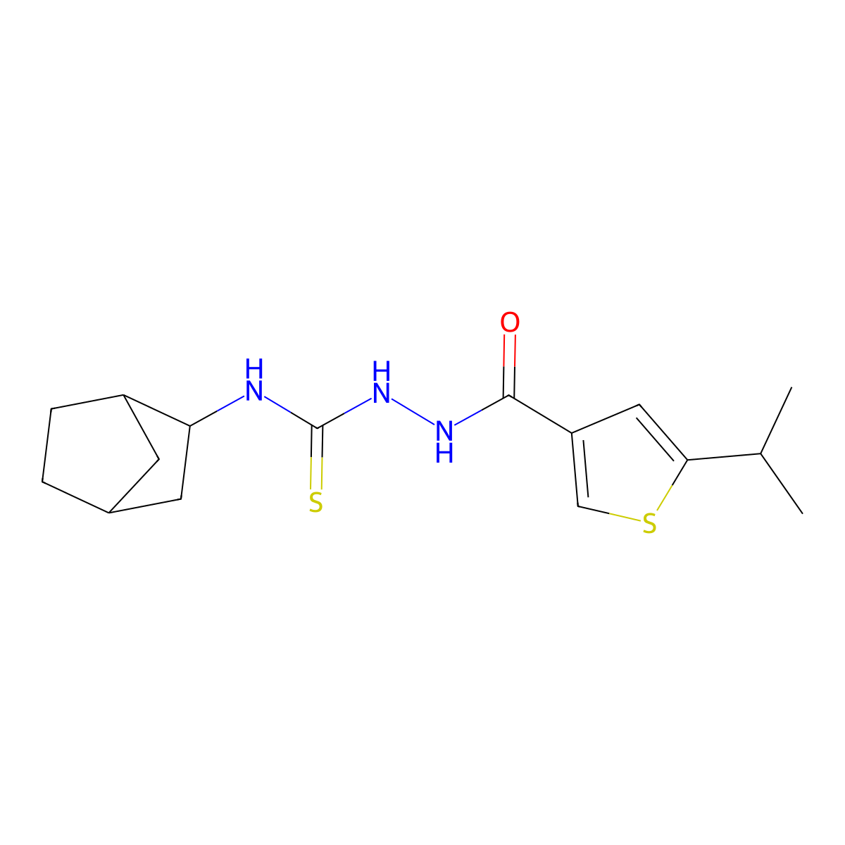 N-(bicyclo[2.2.1]hept-2-yl)-2-{[5-(propan-2-yl)thiophen-3-yl]carbonyl}hydrazinecarbothioamide molecular structure, CAS 1052570-81-6