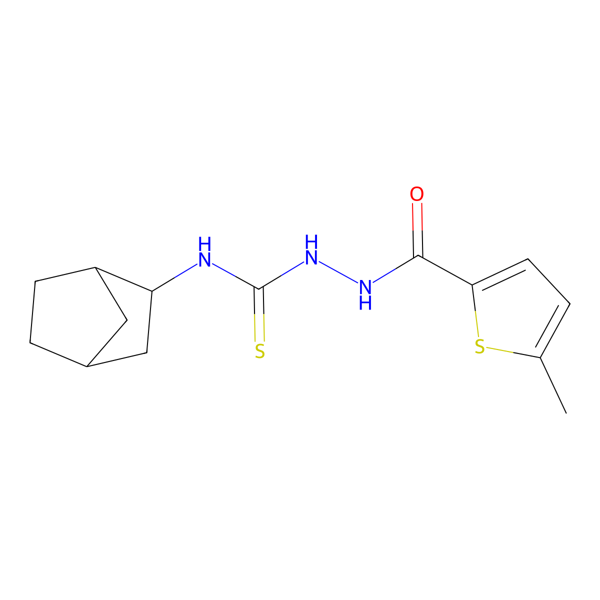 N-(bicyclo[2.2.1]hept-2-yl)-2-[(5-methylthiophen-2-yl)carbonyl]hydrazinecarbothioamide molecular structure, CAS 1052571-08-0