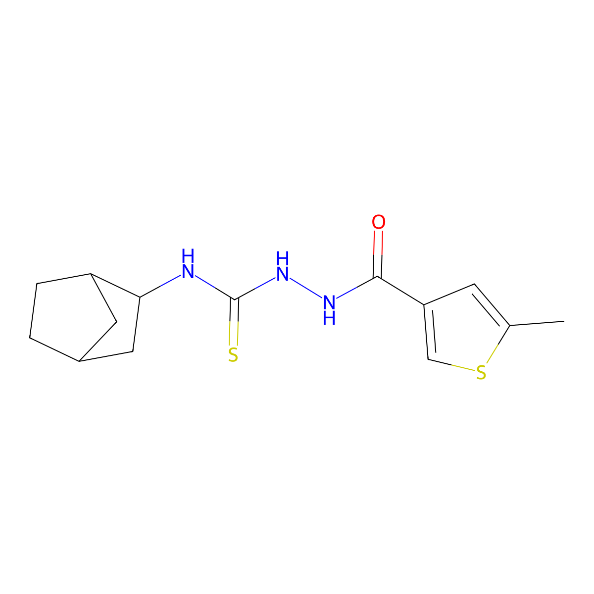 N-(bicyclo[2.2.1]hept-2-yl)-2-[(5-methylthiophen-3-yl)carbonyl]hydrazinecarbothioamide molecular structure, CAS 1052571-11-5