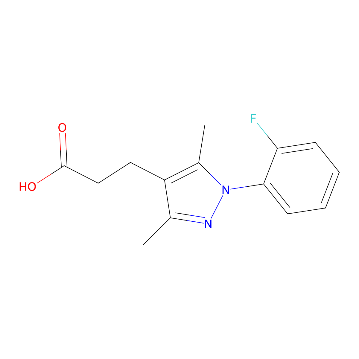 3-[1-(2-Fluorophenyl)-3,5-dimethyl-1H-pyrazol-4-YL]propanoic acid molecular structure, CAS 1052571-72-8