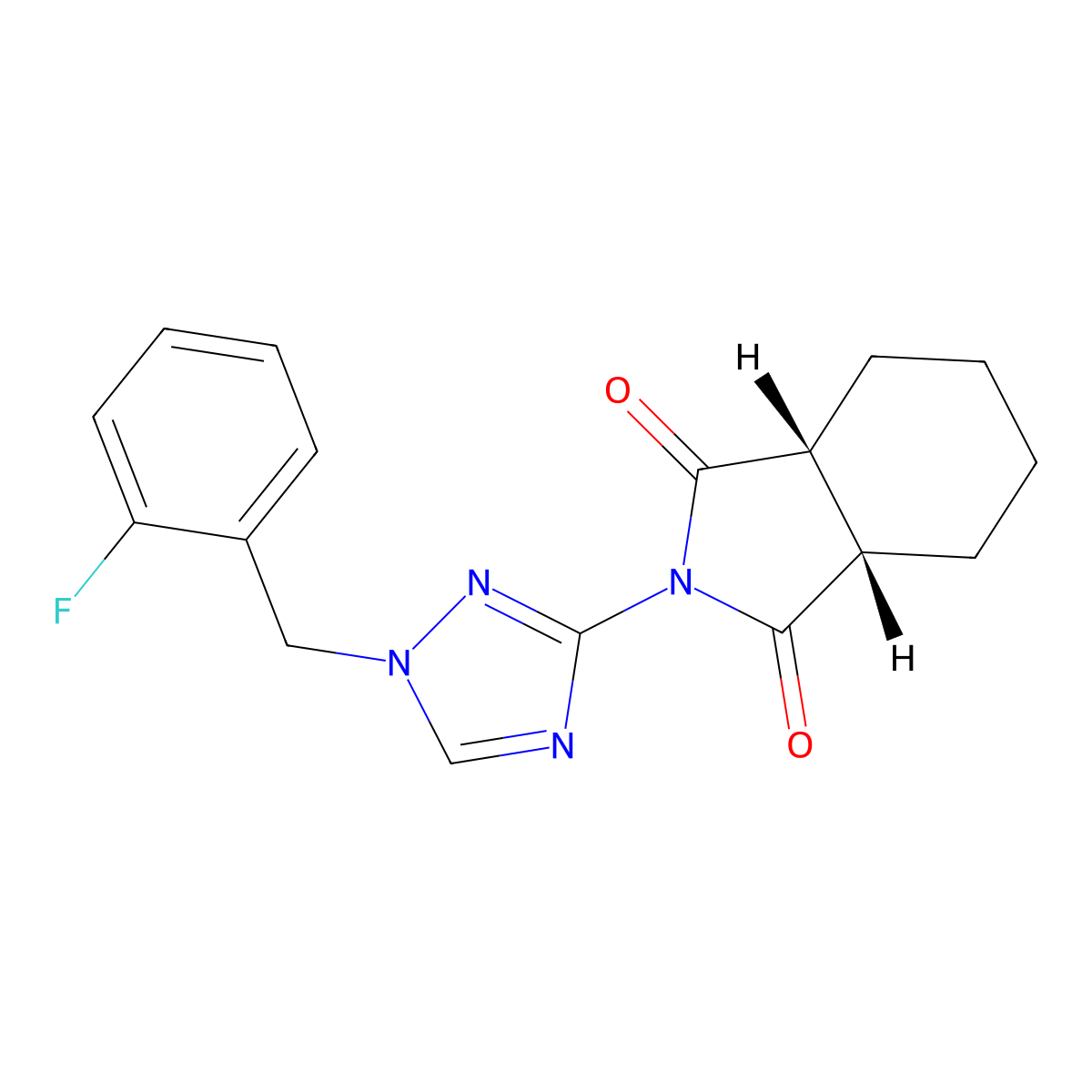 (3aR,7aS)-2-[1-(2-fluorobenzyl)-1H-1,2,4-triazol-3-yl]hexahydro-1H-isoindole-1,3(2H)-dione molecular structure, CAS 1052576-94-9
